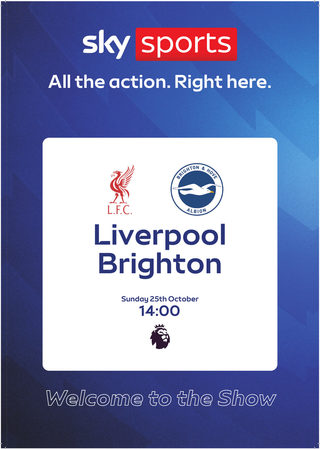 Liverpool v Brighton, live on Sky Sports at The Dog & Duck, Sunday 25 October 2pm