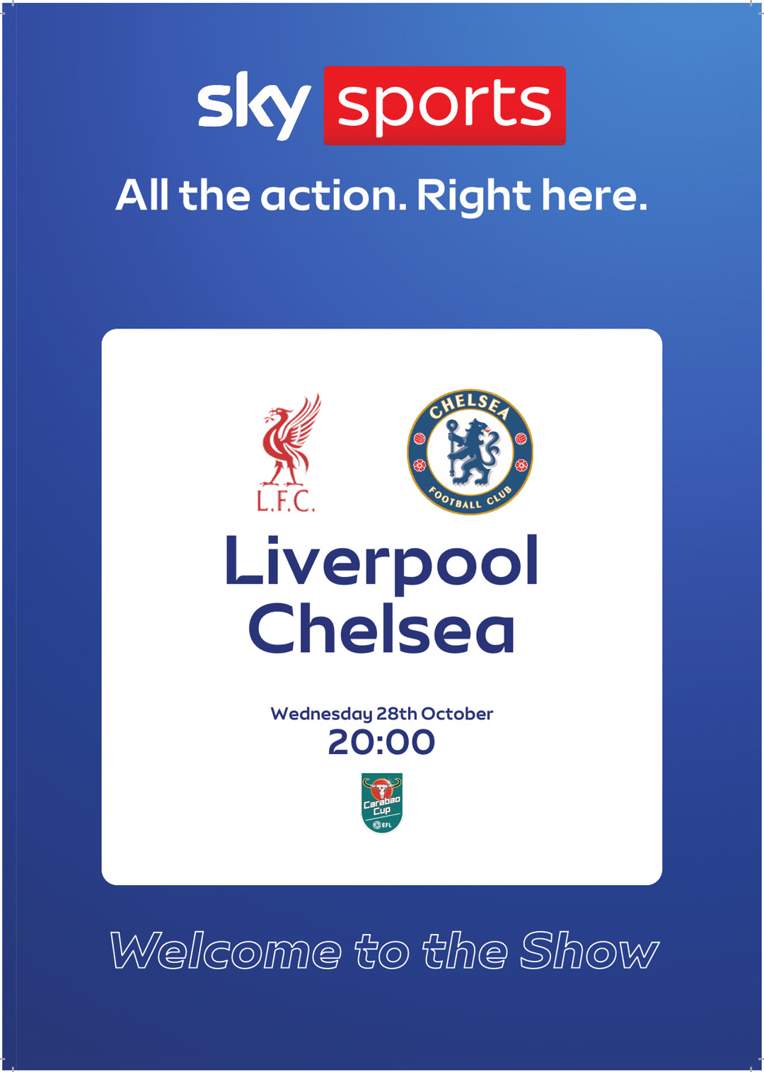 Liverpool v Chelsea, live on Sky Sports at The Dog & Duck, Wednesday 28 October 8pm